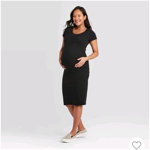 Isabel Maternity Black Short Sleeve T-Shirt Maternity Dress